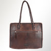 ADBGM348 Leather Tote Bag with Turquoise Concho & Fringe - Handmade Western Braided Strap Purse