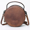 ADBG1188 American Darling Western Tooled Leather Canteen Bag Floral Carved Inlay