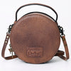 ADBG1188 American Darling Western Tooled Leather Canteen Bag Floral Carved Inlay