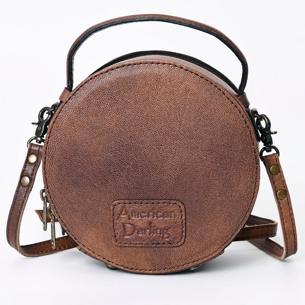 ADBG1188 American Darling Western Tooled Leather Canteen Bag Floral Carved Inlay