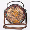 ADBG1188 American Darling Western Tooled Leather Canteen Bag Floral Carved Inlay