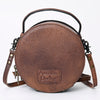 ADBG1188 American Darling Western Tooled Leather Canteen Bag Floral Carved Inlay