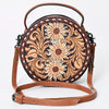 ADBG1188 American Darling Western Tooled Leather Canteen Bag Floral Carved Inlay