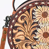 ADBG1188 American Darling Western Tooled Leather Canteen Bag Floral Carved Inlay