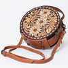 ADBG1188 American Darling Western Tooled Leather Canteen Bag Floral Carved Inlay