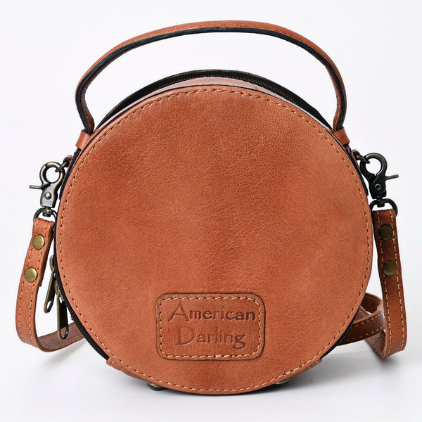 ADBG1188 American Darling Western Tooled Leather Canteen Bag Floral Carved Inlay