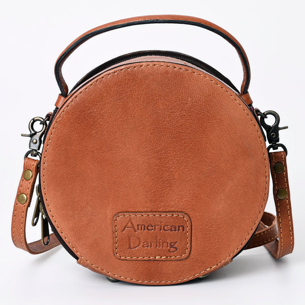 ADBG1188 American Darling Western Tooled Leather Canteen Bag Floral Carved Inlay