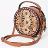 ADBG1188 American Darling Western Tooled Leather Canteen Bag Floral Carved Inlay