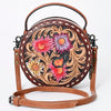 ADBG1188 American Darling Western Tooled Leather Canteen Bag Floral Carved Inlay