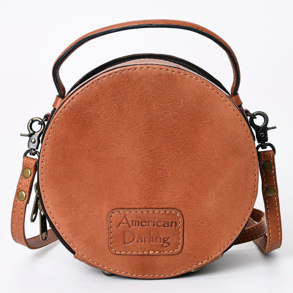 ADBG1188 American Darling Western Tooled Leather Canteen Bag Floral Carved Inlay