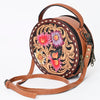 ADBG1188 American Darling Western Tooled Leather Canteen Bag Floral Carved Inlay