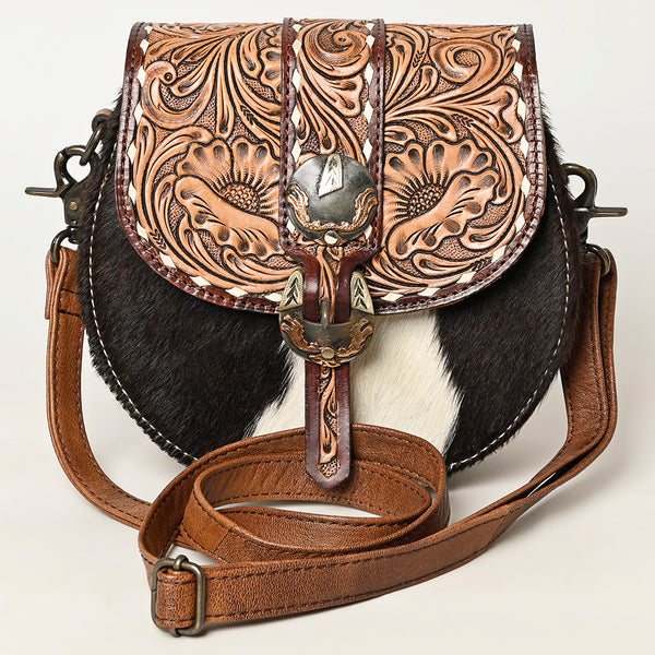 ADBG1222 American Darling Hand-Tooled Hair-On Cowhide Genuine Leather Western Crossbody Bag