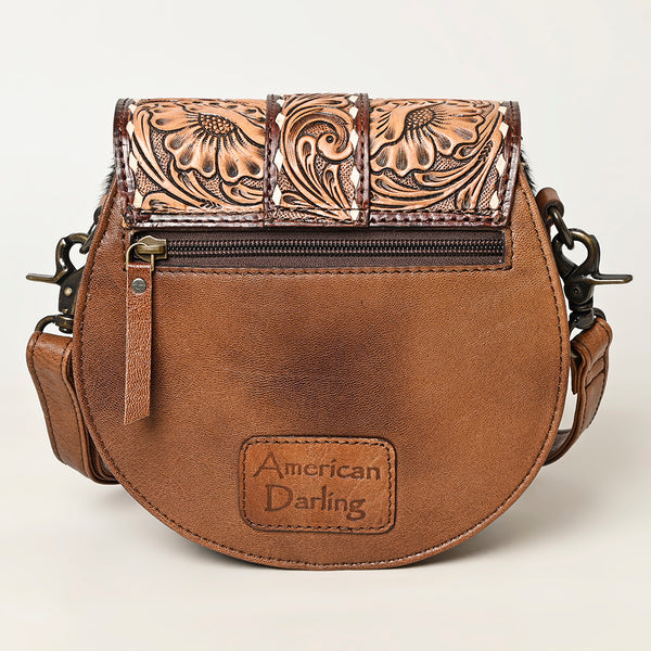 ADBG1222 American Darling Hand-Tooled Hair-On Cowhide Genuine Leather Western Crossbody Bag