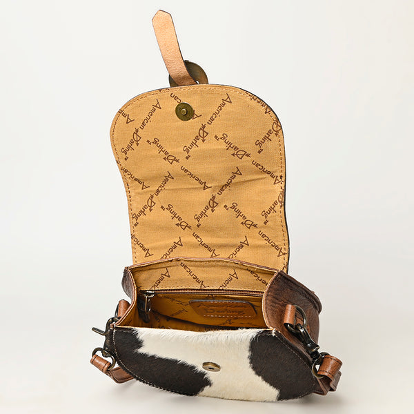 ADBG1222 American Darling Hand-Tooled Hair-On Cowhide Genuine Leather Western Crossbody Bag