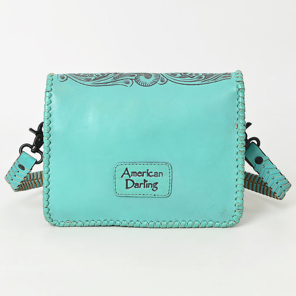 ADBGZ751 Hand Tooled Leather Crossbody Bag - Western Floral Whipstitch Sling