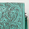 ADBGZ753 Square Hand Tooled Leather Crossbody Bag - Western Floral White Whipstitch Trim