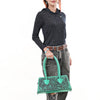 ADBGZ764 Trapezoid Western Satchel - Hand Tooled Leather Clutch Bag