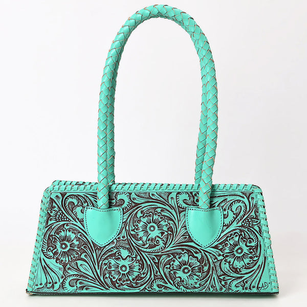 ADBGZ764 Trapezoid Western Satchel - Hand Tooled Leather Clutch Bag