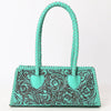ADBGZ764 Trapezoid Western Satchel - Hand Tooled Leather Clutch Bag