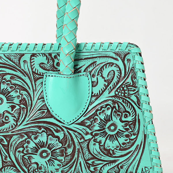 ADBGZ764 Trapezoid Western Satchel - Hand Tooled Leather Clutch Bag