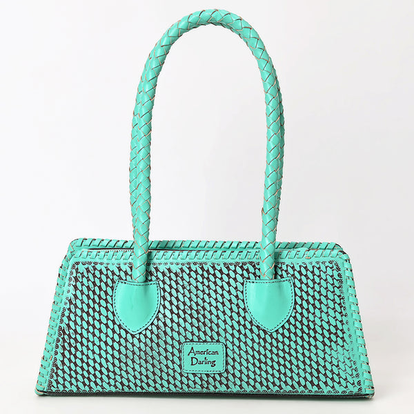 ADBGZ764 Trapezoid Western Satchel - Hand Tooled Leather Clutch Bag