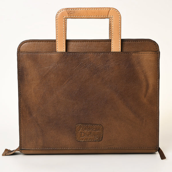ADBG1194 American Darling Western Hand Tooled Leather Briefcase Bag Genuine Leather