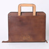 ADBG1194 American Darling Western Hand Tooled Leather Briefcase Bag Genuine Leather with Hair-On Hide Front Inlay Panel