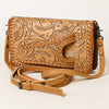 ADBG1228 American Darling Western Hand-Tooled Leather Clutch Bag with Floral Carving