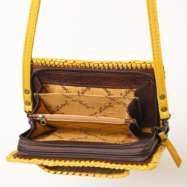 ADBG1228 American Darling Western Hand-Tooled Leather Clutch Bag with Floral Carving