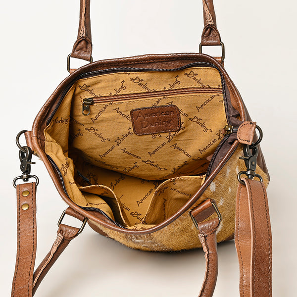 ADBG1230 American Darling Western Hair-On Cowhide Tote Bag with Genuine Leather Trim - Handcrafted Tote