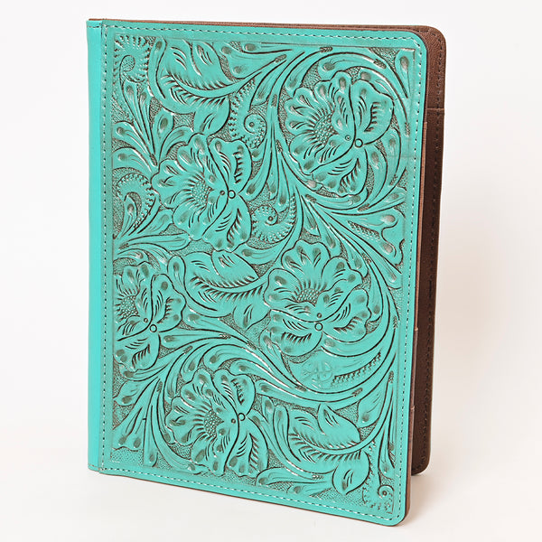 ADBG1232 American Darling Western Hand-Tooled Leather Portfolio Bag - Floral Carved Genuine Leather Case