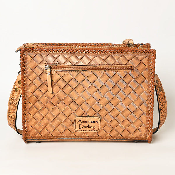 ADBG1235 American Darling Hand-Tooled Western Leather Crossbody Bag - Genuine Floral Carved Artisan Purse