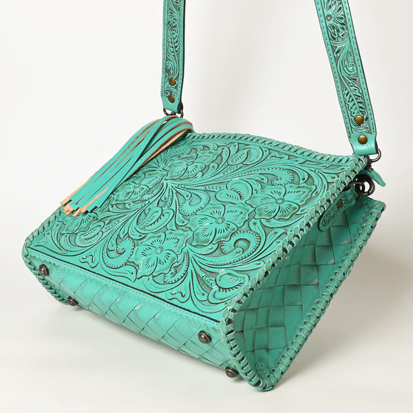 ADBG1235 American Darling Hand-Tooled Western Leather Crossbody Bag - Genuine Floral Carved Artisan Purse