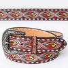 LC-ADBLF150 Hand-Tooled Leather Belt - Neon Abstract Floral Scroll with Pink & Teal Accents