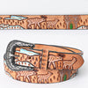 LC-ADBLF163 Tooled Leather Western Belt - Deer & Wilderness Landscape