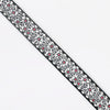 LC-ADBLF165 Black & White Tooled Leather Western Belt - Floral Pattern with Red Stud Accents
