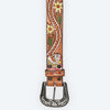 LC-ADBLF168 Handtooled Leather Belt - Warrior Skull Headdress & Western Floral Accents