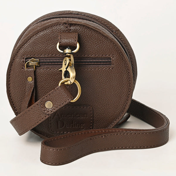 ADBGA426 American Darling Handcrafted Tooled Leather Floral Canteen Crossbody Bag