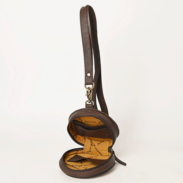 ADBGA426 American Darling Handcrafted Tooled Leather Floral Canteen Crossbody Bag