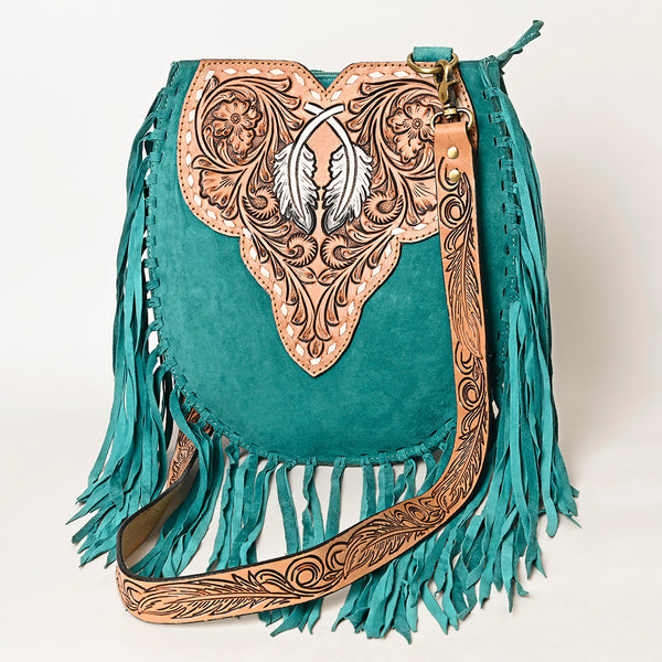 ADBGA431 American Darling Suede Fringe Hand Tooled Leather Large Cross body Bag