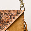 ADBGA434 American Darling Genuine Suede Leather Hand Tooled Fringe Envelope Western Bag