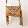 ADBGA434 American Darling Genuine Suede Leather Hand Tooled Fringe Envelope Western Bag