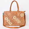 ADBG235 American Darling Western Leather Tote Bag - Hand Tooled Floral Carved Braided Purse