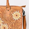 ADBG235 American Darling Western Leather Tote Bag - Hand Tooled Floral Carved Braided Purse