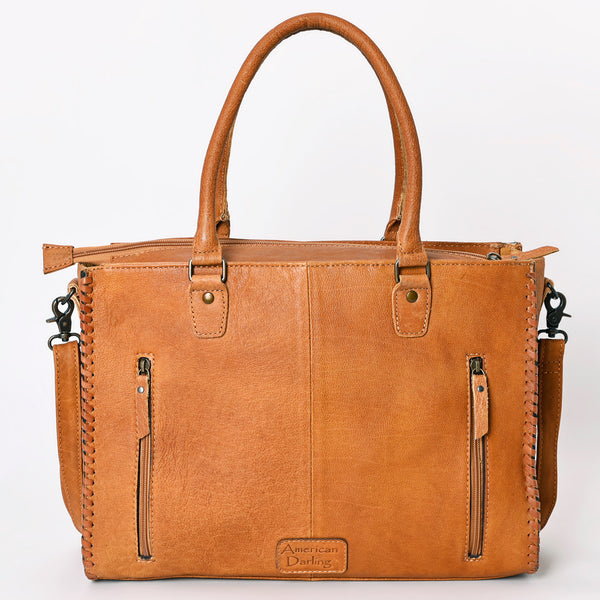ADBG235 American Darling Western Leather Tote Bag - Hand Tooled Floral Carved Braided Purse