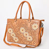 ADBG235 American Darling Western Leather Tote Bag - Hand Tooled Floral Carved Braided Purse