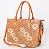 ADBG235 American Darling Western Leather Tote Bag - Hand Tooled Floral Carved Braided Purse