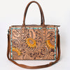 ADBG235 American Darling Western Leather Tote Bag - Hand Tooled Floral Carved Braided Purse