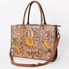 ADBG235 American Darling Western Leather Tote Bag - Hand Tooled Floral Carved Braided Purse
