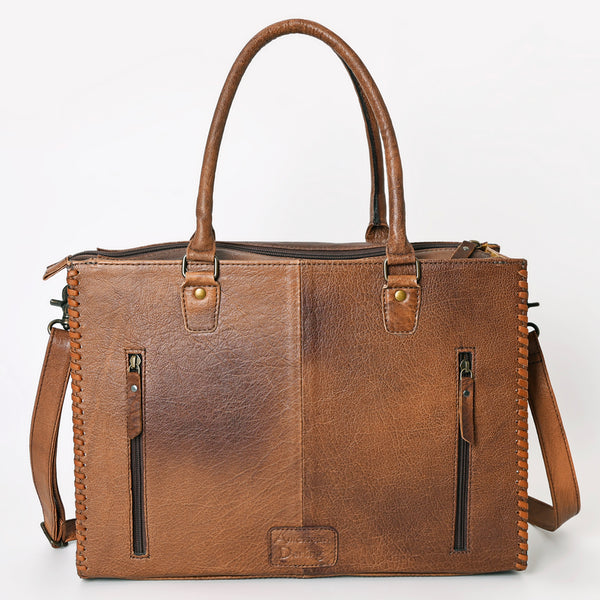 ADBG235 American Darling Western Leather Tote Bag - Hand Tooled Floral Carved Braided Purse